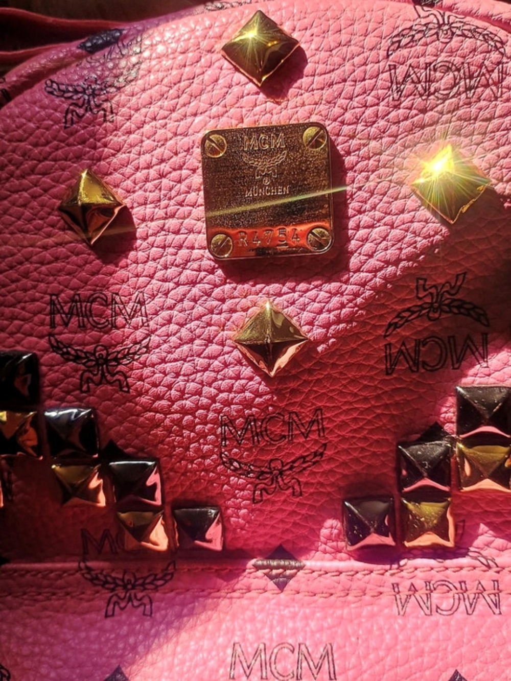 MCM Stark Side Studs Backpack in Visetos Pink - Picture 5 of 15